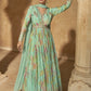 Vegaa Fashion Bottel Green Real Chinon Silk Embroidered Anarkali Suit - Swadesiicart