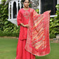 Vaasva Women's Silk Red Emboidered Solid Kurta, Sharara & Dupatta Set | Swadesiicart