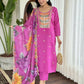 Light purple Viscose Chanderi Stitched Suit With Dupatta - Tanisha | Swadesiicart