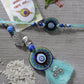 NVR Women & Men Set of 2 Blue Evil Eye & Beaded Bhaiya Bhabi Rakhi With Roli Chawal & Chocolate | Swadesiicart