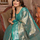 Anaita Light Blue Tissue Silk With Zari Weaving Saree With Blouse