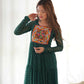 Joban Fashion Bottle Green Kurta Set Chanderi Sequence Embroidery Work - Swadesiicart