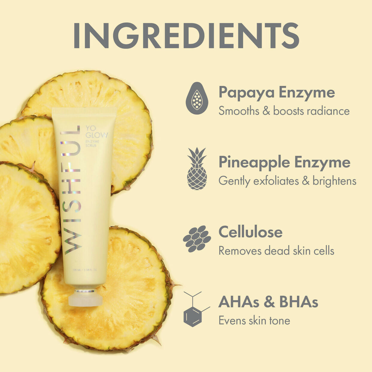 Wishful By Huda Beauty Yo Glow Enzyme Scrub - Korean Skincare | Swadesiicart