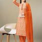 Jyoti Fashion Women's Orange Rayon Embroidery & Sequence work Kurta with Trouser & Dupatta | Swadesiicart