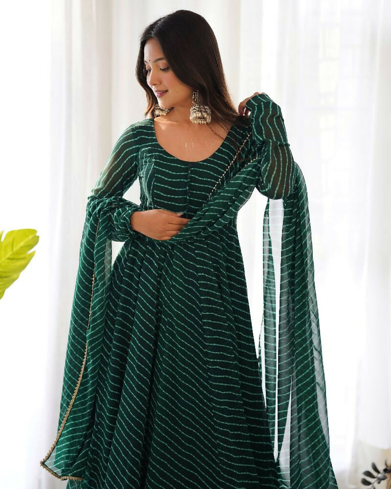 Joban Fashion Green Kurta Set Georgette Sequence Embroidery Work - Swadesiicart