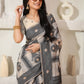 Shree Shyam Fashion Linen Cotton Black & Cream Saree