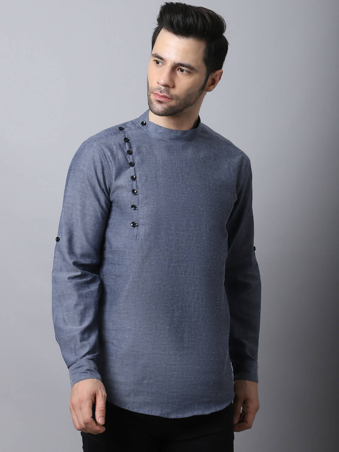 Even Apparels Grey Pure Cotton Men's Kurta With Side Placket | Swadesiicart
