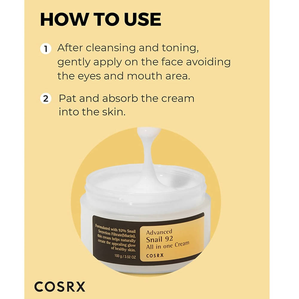 Cosrx Advanced Snail 92 All In One Cream - Korean Skincare | Swadesiicart