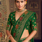Monjolika Fashion Dark Green Silk Blend Banarasi Zari Work Classic Saree | Swadesiicart