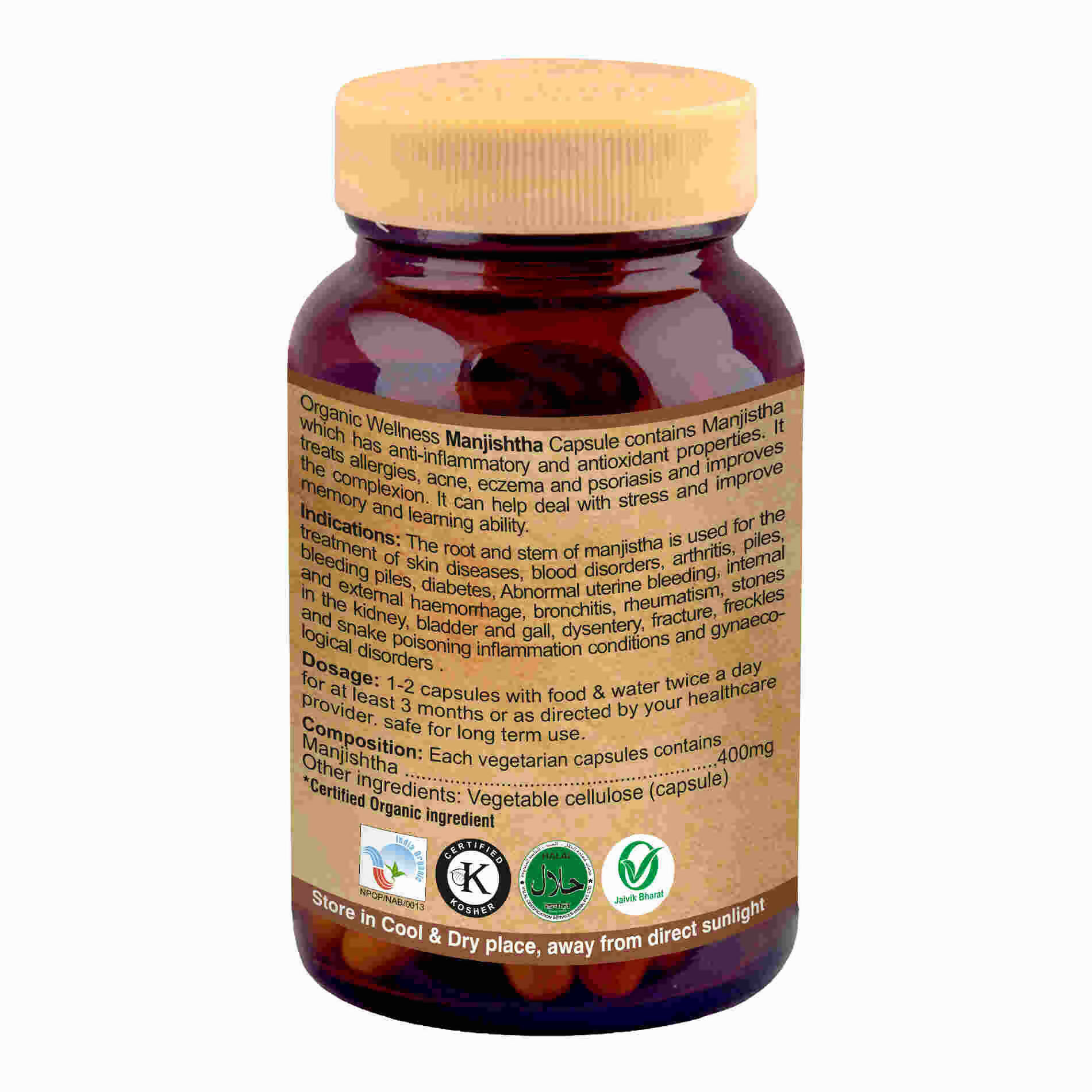 Organic Wellness Manjishtha Vegetarian Capsules - Swadesiicart