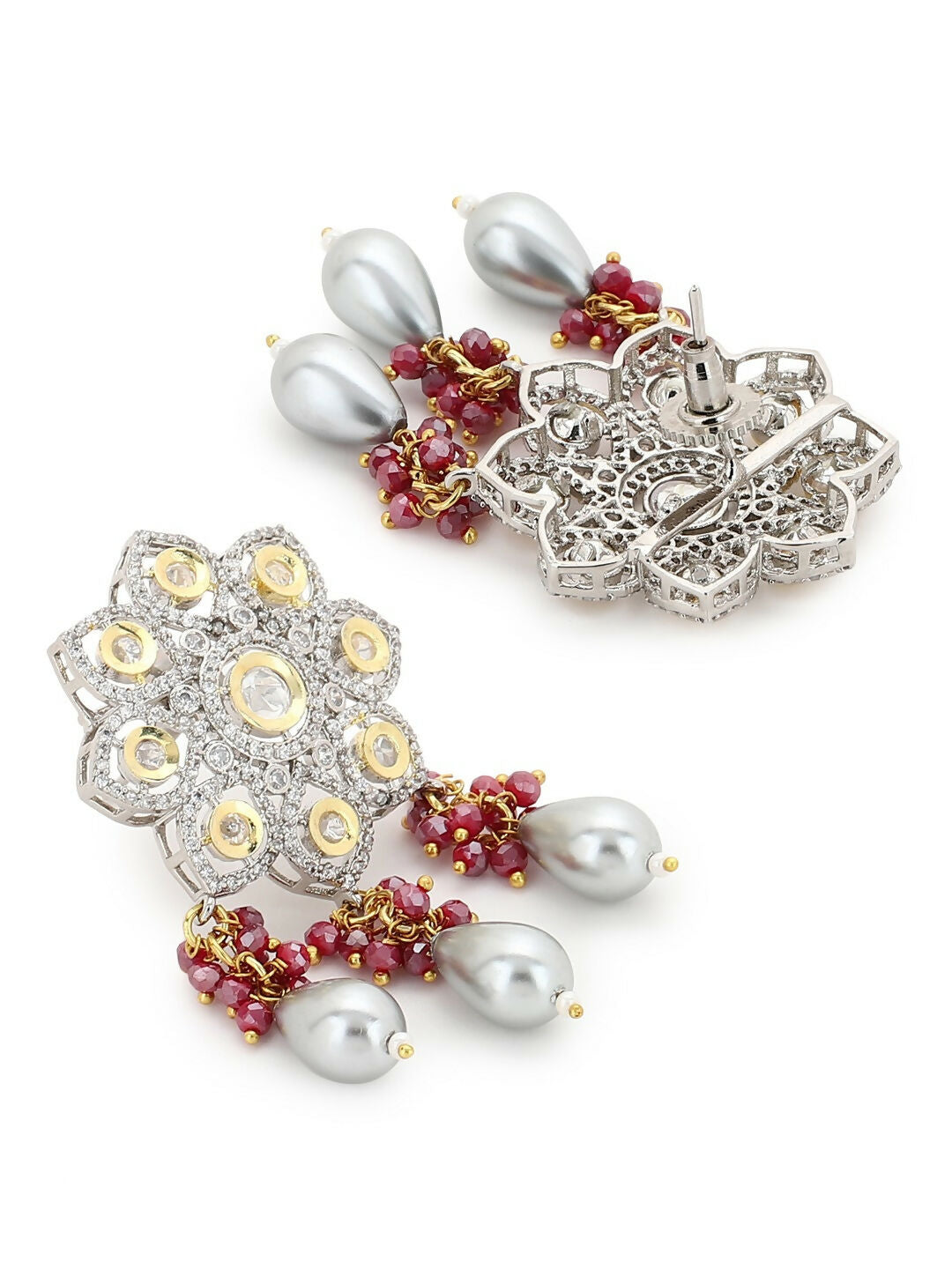 Diamond & Semi Precious Stone Earrings- Ruby Raang | Swadesiicart