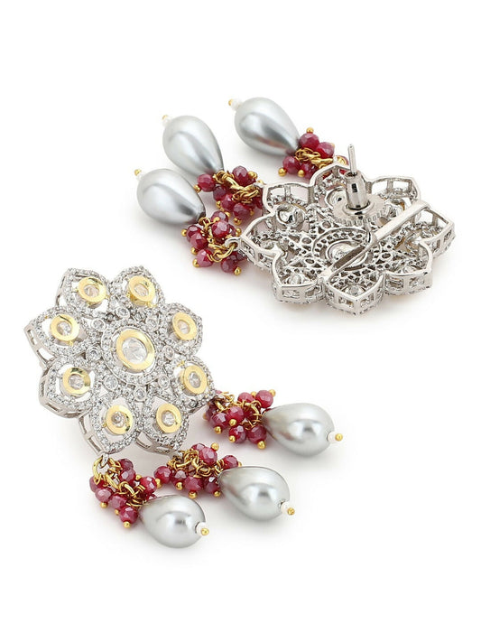 Diamond & Semi Precious Stone Earrings- Ruby Raang | Swadesiicart