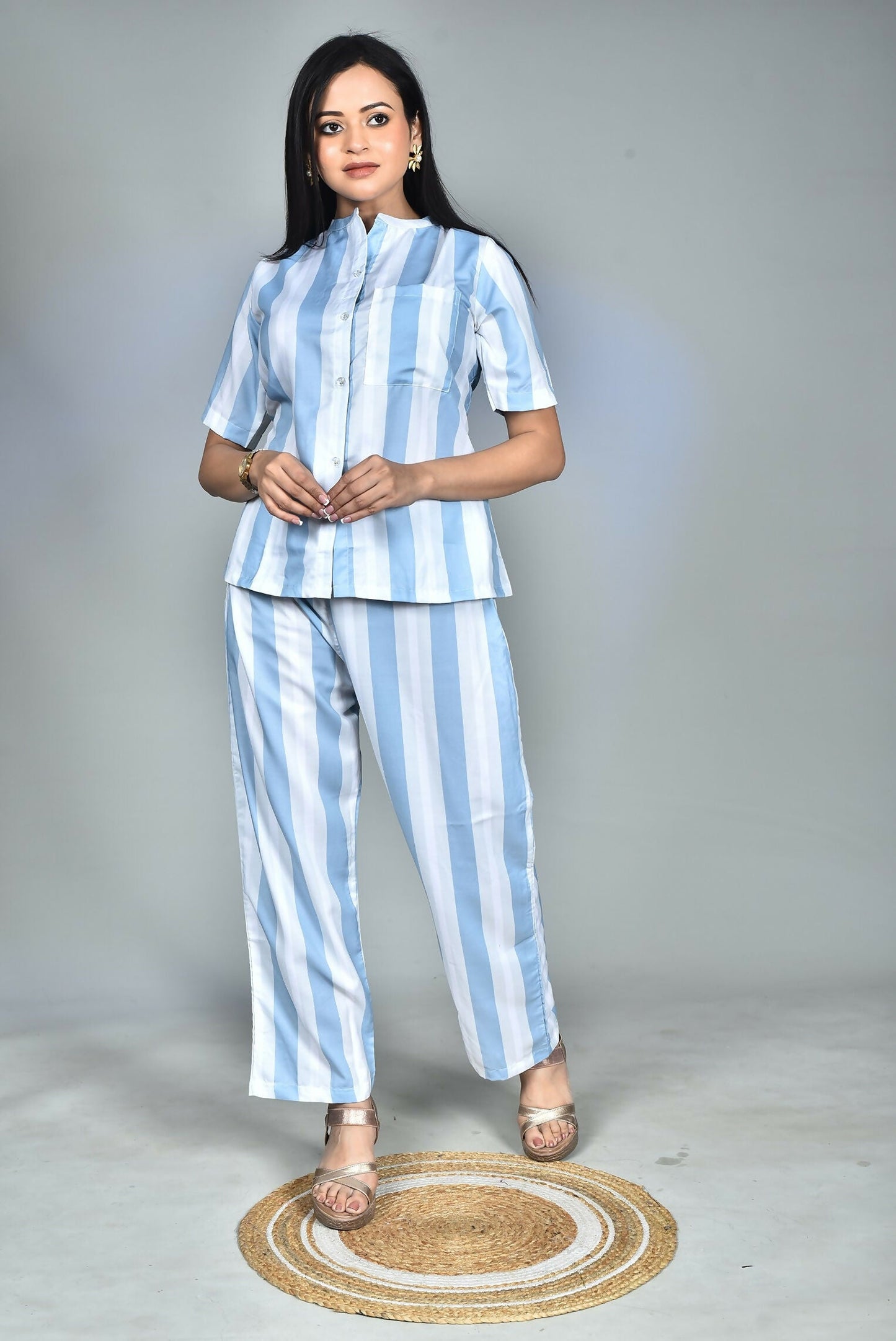 Morchari Digital Print Semi Muslin Co-Ord Set Top & Trouser-Multicolor - Swadesiicart
