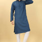 Blue Viscose Polyester Solid Men's Kurta - Mahotsav