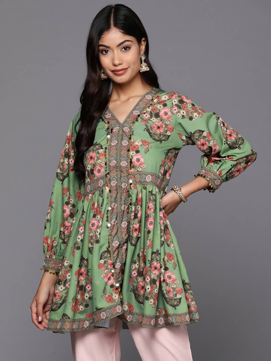 Ahalyaa Women's Traditional wear Tunic - Green | Swadesiicart
