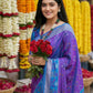 Anaita Violet Pochampally Silk Woven Saree With Blouse