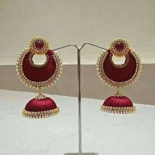 Pink Color with Jhumki Beads Earrings | Swadesiicart