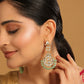 Nuyug 22K Gold Plated Regal Green Kundan Chandbali Earrings | Swadesiicart