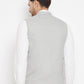 Even Apparels Grey Merino Men's Nehru Jacket-Contrast Lining-Free Pocket Square | Swadesiicart