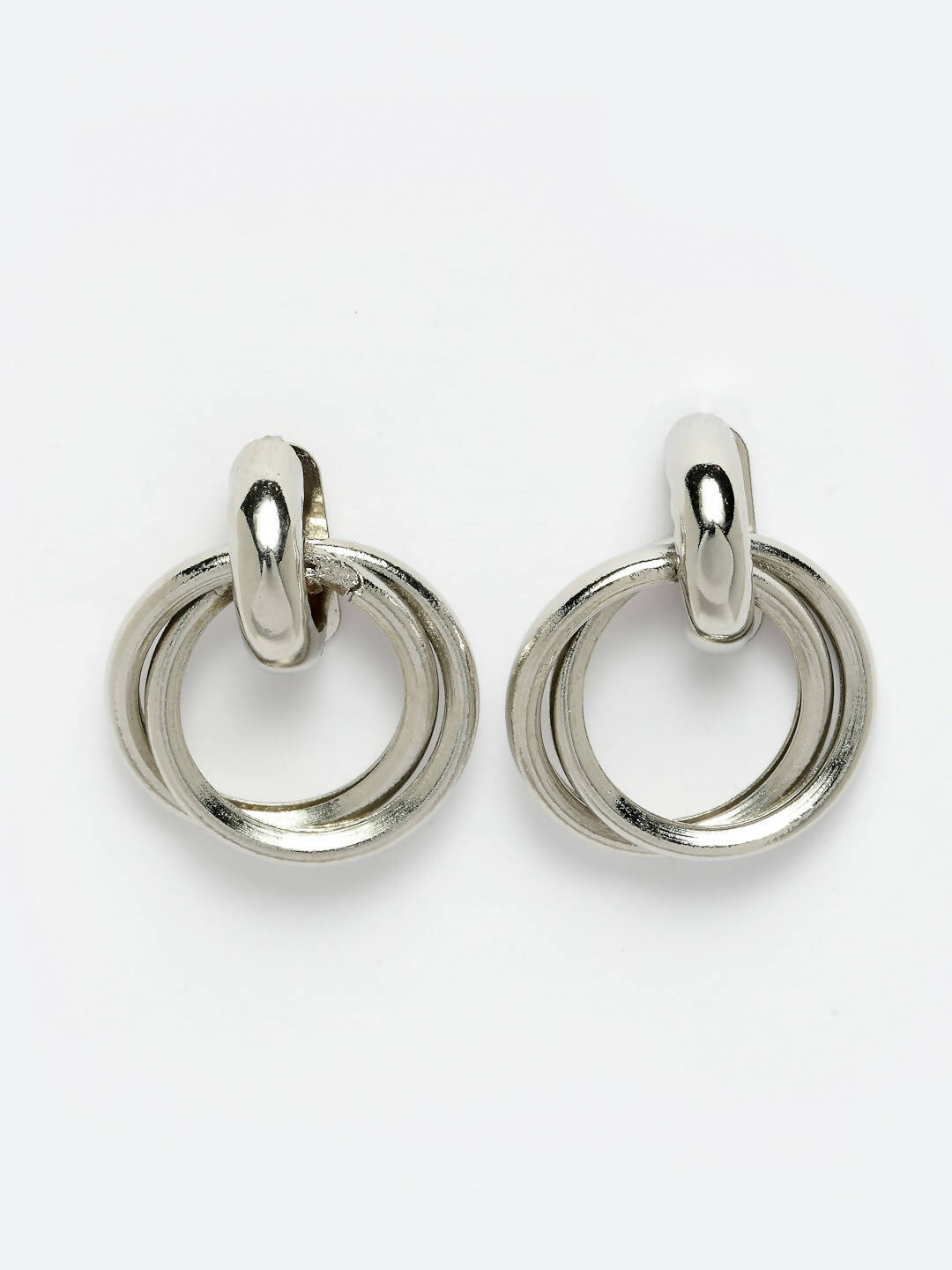 NVR Women's Western Silver Plated Circular Metal Hoop Earrings | Swadesiicart