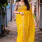 Mustard Linen Sequence Saree with Unstitched Blouse - Hiral Fashion | Swadesiicart