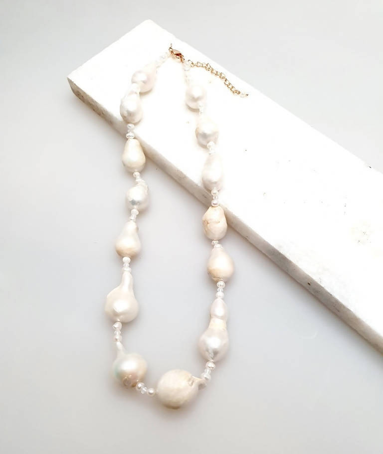 Bling Accessories Baroque Pearl Glass Crystal Necklace | Swadesiicart