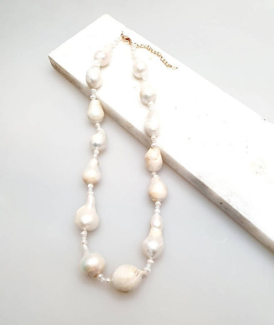 Bling Accessories Baroque Pearl Glass Crystal Necklace | Swadesiicart