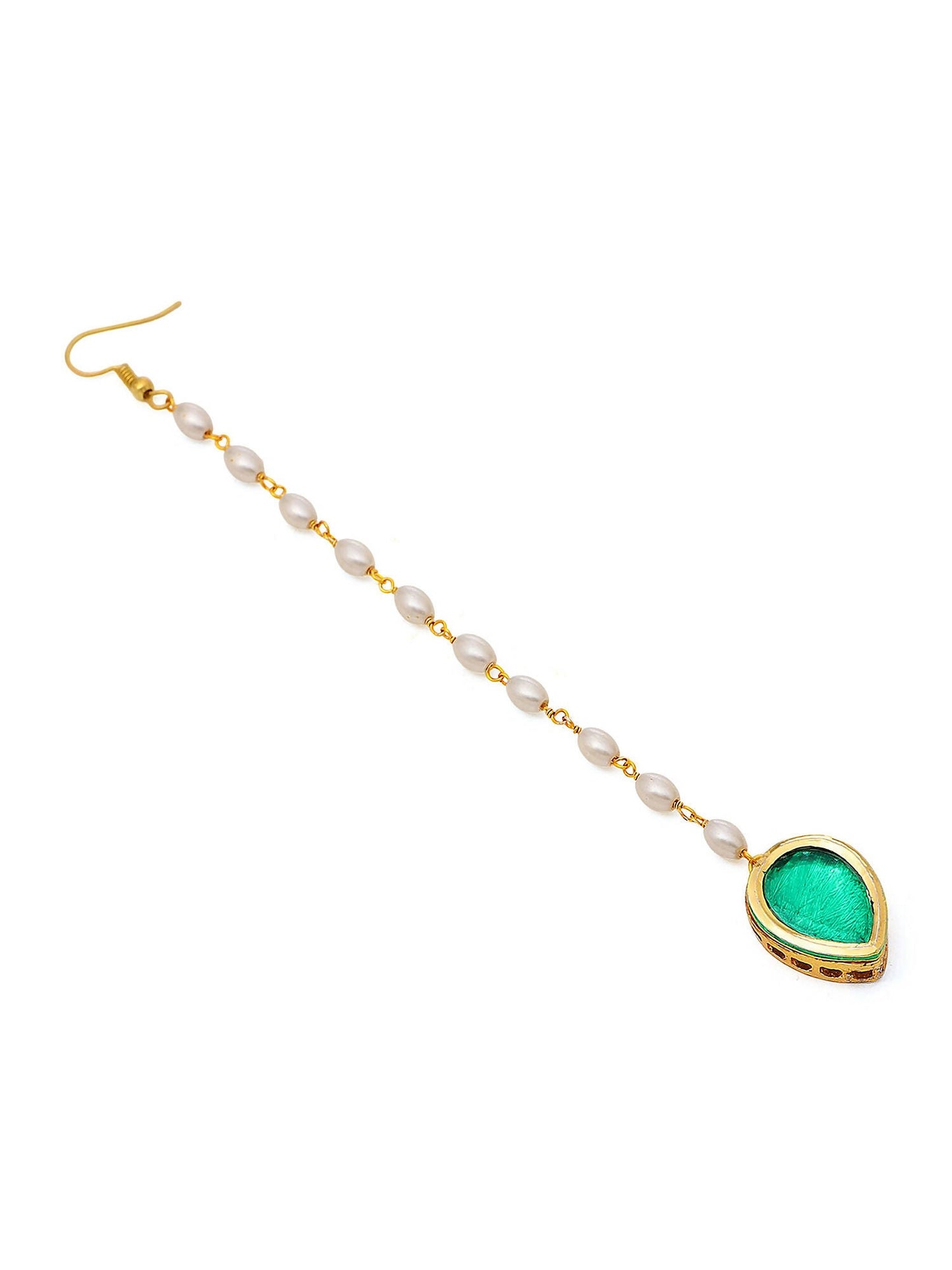 Ruby Raang Green Tear Drop Green Meenakari Maang Tikka | Swadesiicart