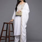 Ahalyaa Women White Ethnic Motifs Embroidered Aari Work Pashmina Kurta with Salwar & With Dupatta | Swadesiicart