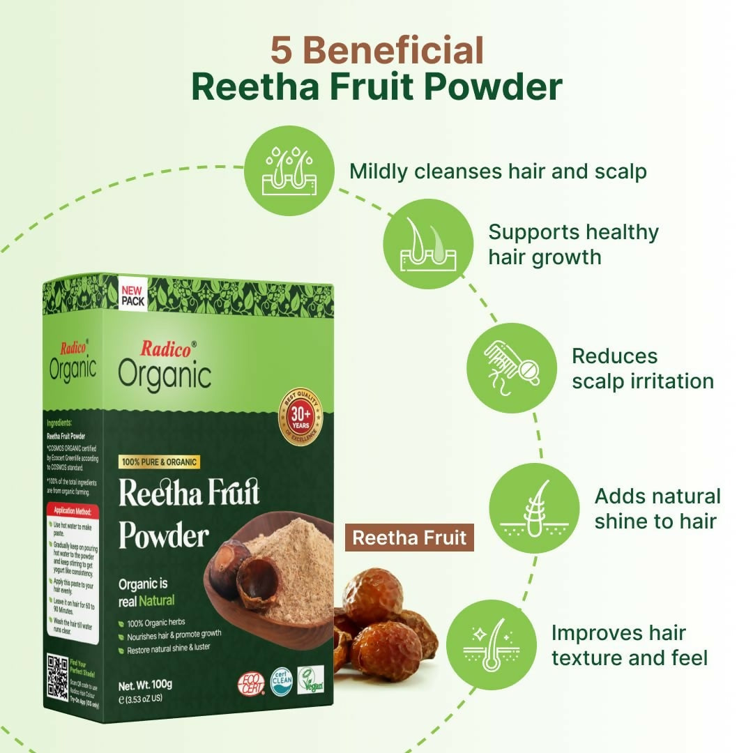 Radico Organic Reetha Hair Treatment Powder | Swadesiicart
