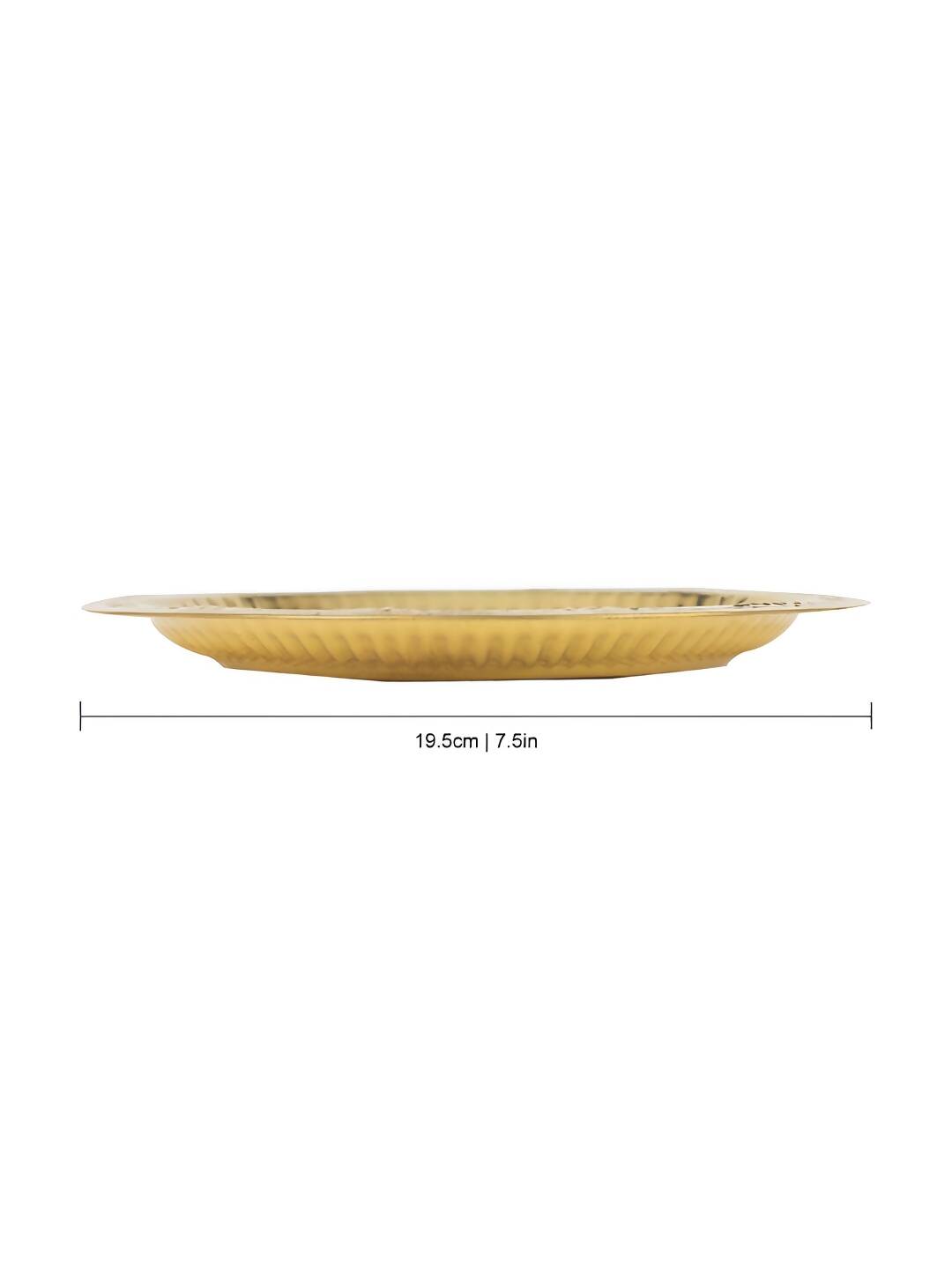 Spillbox Gold-Toned Brass Leaf Thali Round Pooja Essential | Swadesiicart