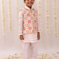 Lil Drama Mishti White Kurta Pyjama and Jacket For Boys | Swadesiicart