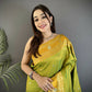 Joban Fashion Light Green Banarasi Soft Silk Woven Saree | Swadesiicart