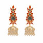 Nuyug 22K Gold-Plated Enamel & Beaded Dome Shaped Jhumka Earrings | Swadesiicart