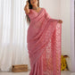 Vamsee Padma Pink Crunchy Satin Saree - Swadesiicart