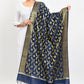 Mominos Fashion Moeza Women's Banarsi Silk Floral Woven Design Navy Blue Dupatta - Mominos Fashion