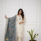 The52 Off White Beautiful Embroidered Viscose Chanderi Fabric Straight Kurta Pant with Dupatta Set - Swadesiicart