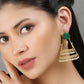 Joban Fashion Women Green Stone Matte Gold Earrings | Swadesiicart
