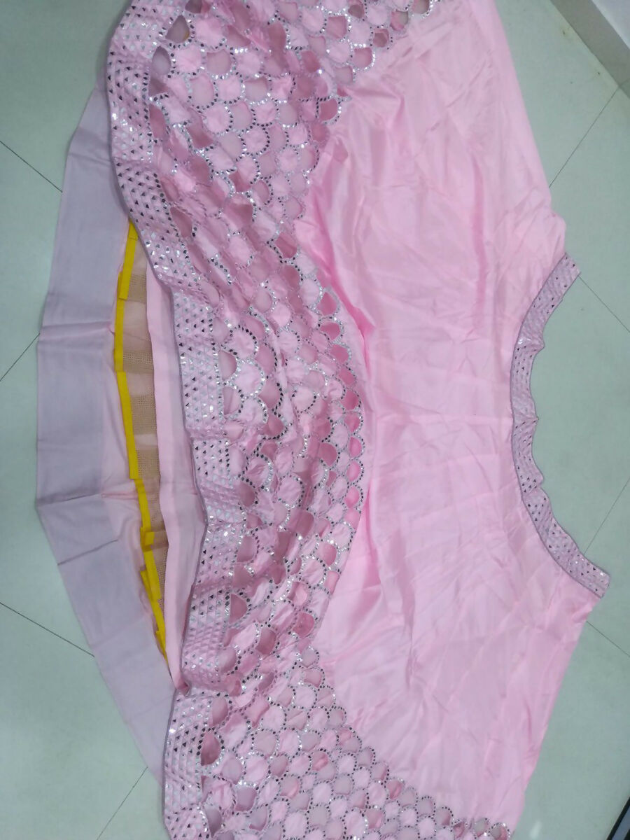 Jyoti Fashion Dreamy Baby Pink Silk Thread with Paper Mirror & Cut work Lehenga Choli with Dupatta | Swadesiicart
