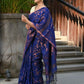 Beatitude Blue Cotton Floral Jamdani Saree