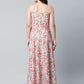 Ahalyaa Women Crepe Printed Classic White Romantic Florals Dress | Swadesiicart