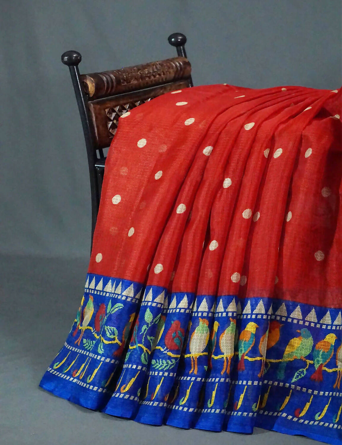 Dark Red Colored with Buttes Semi Silk Kota Saree By Gayathri Reddy Designer Studio | Swadesiicart