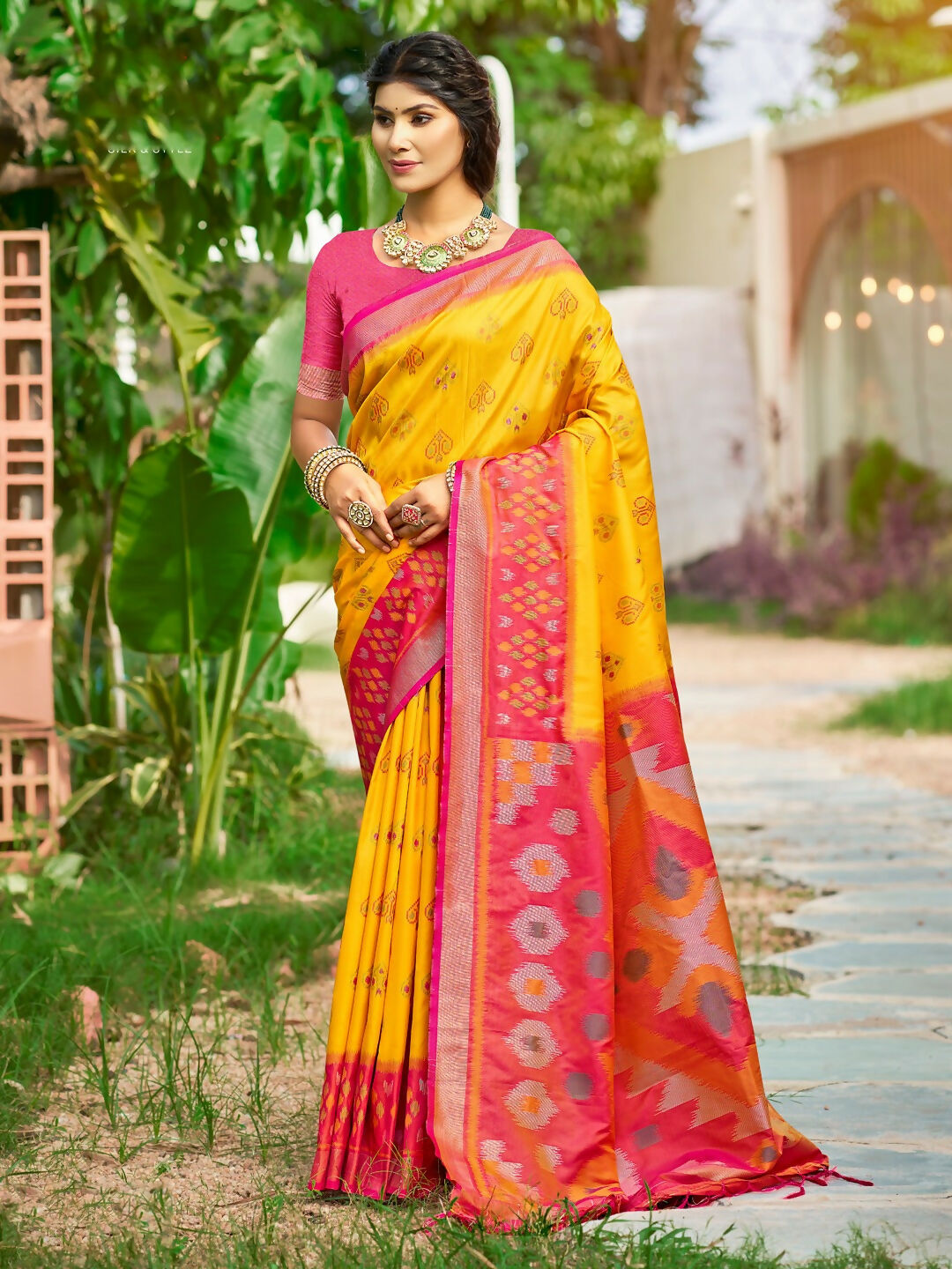 Shree Shyam Fashion Yellow Soft Silk Saree