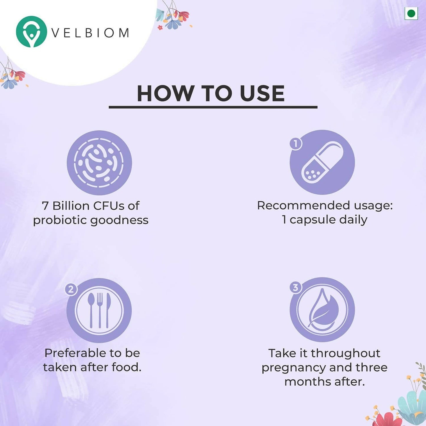 Velbiom Nu Mom Probiotic Health Capsules For Women - Swadesiicart
