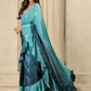 Blue Satin Solid Designer, Printed Party Wear Ready To Wear Saree - Nasreen | Swadesiicart