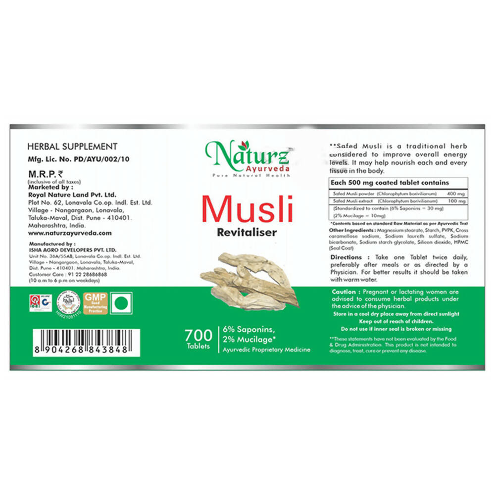 Naturz Ayurveda Musli Revitaliser Tablets | Swadesiicart