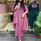 The52 Peach Women's Gorgeous Embroidered Cotton Fabric Straight Kurta Pant with Dupatta Set - Swadesiicart