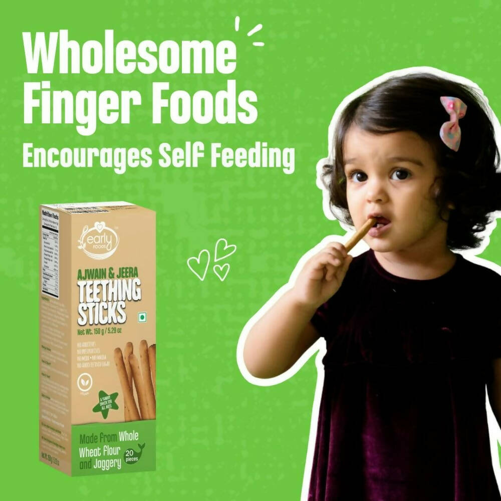 Early Foods Whole Wheat Ajwain Jaggery Teething Sticks | Swadesiicart