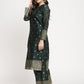Ahalyaa Dark Green Gold Print Kurta Palazzo Set With Dupatta | Swadesiicart