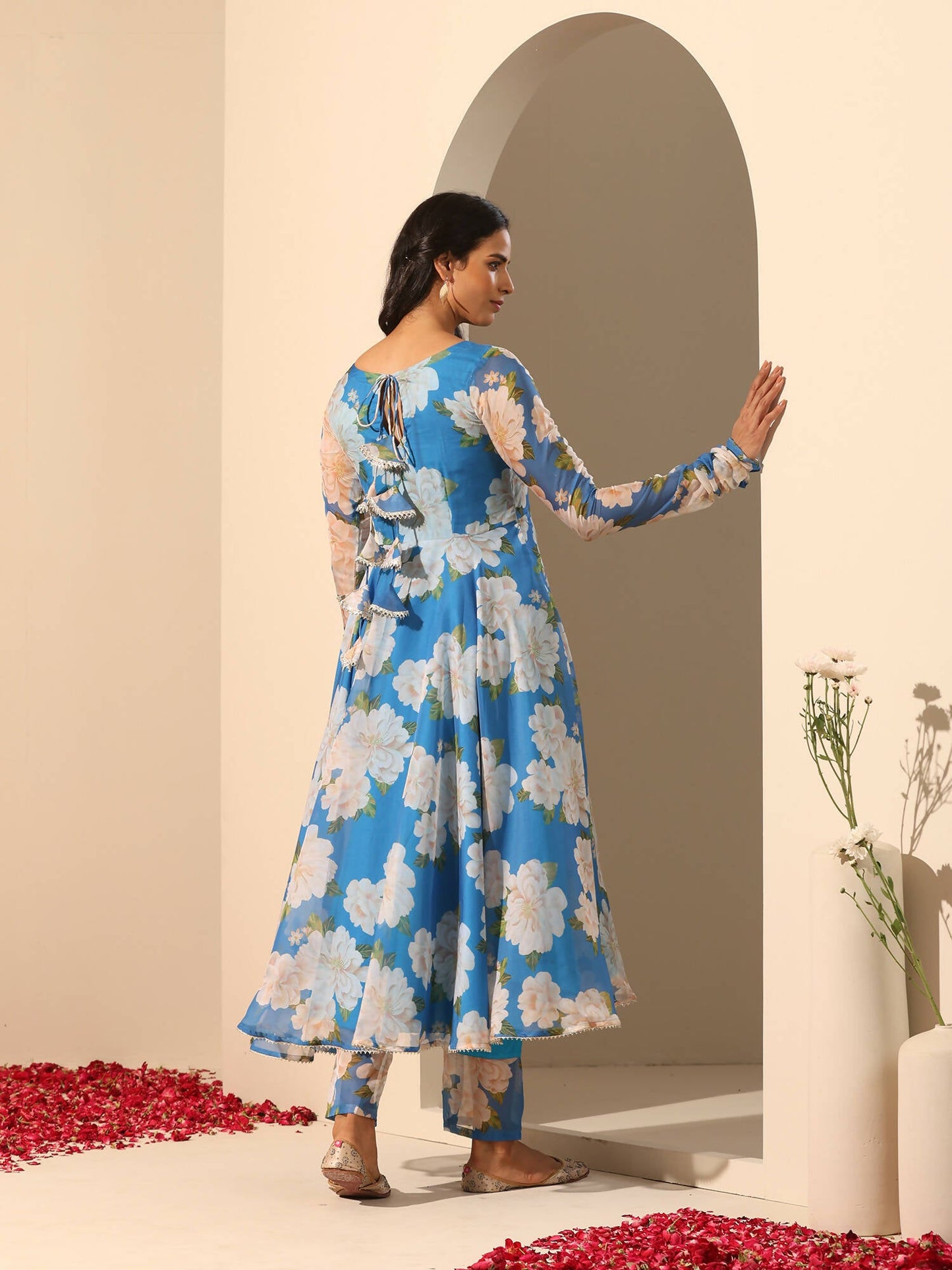 Pomcha Jaipur Blue Gul Fiza Anarkali Set | Swadesiicart